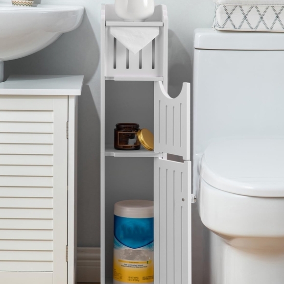 Elegant White Bathroom Storage Tower - Picture 1 of 2